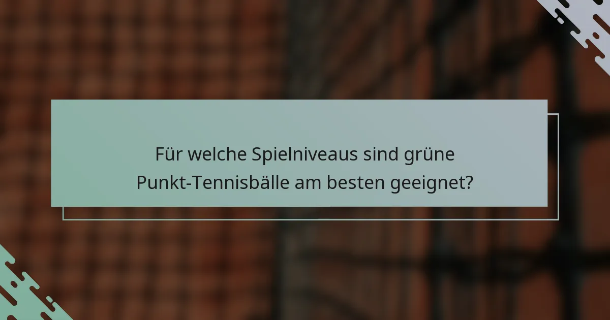 Für welche Spielniveaus sind grüne Punkt-Tennisbälle am besten geeignet?