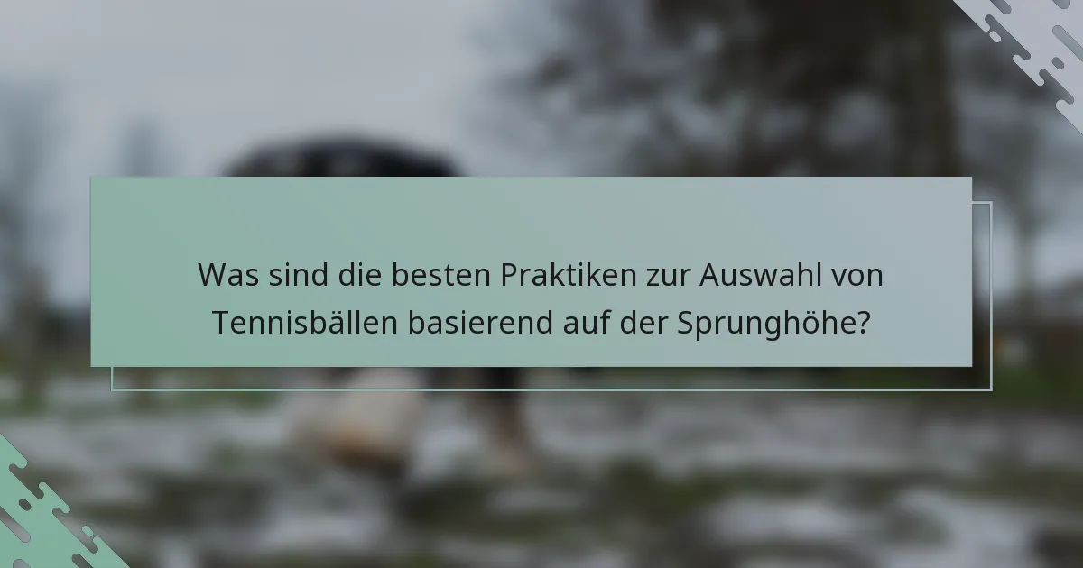 Was sind die besten Praktiken zur Auswahl von Tennisbällen basierend auf der Sprunghöhe?