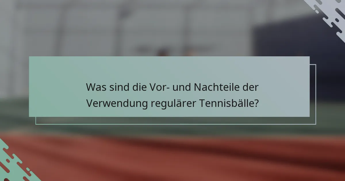 Was sind die Vor- und Nachteile der Verwendung regulärer Tennisbälle?