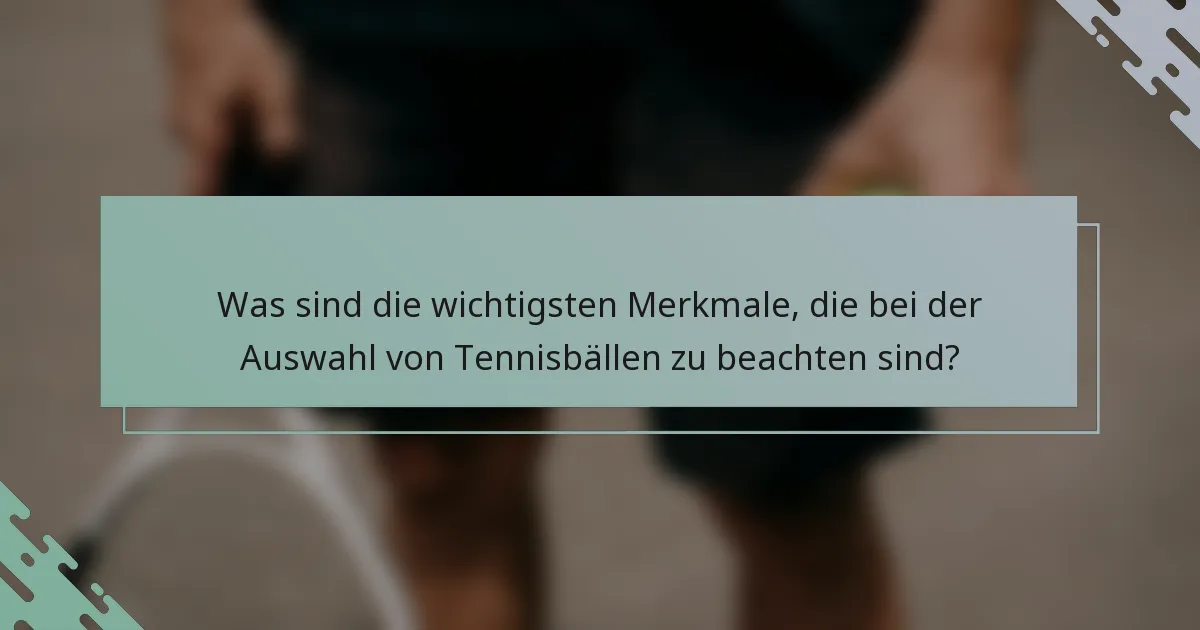 Was sind die wichtigsten Merkmale, die bei der Auswahl von Tennisbällen zu beachten sind?