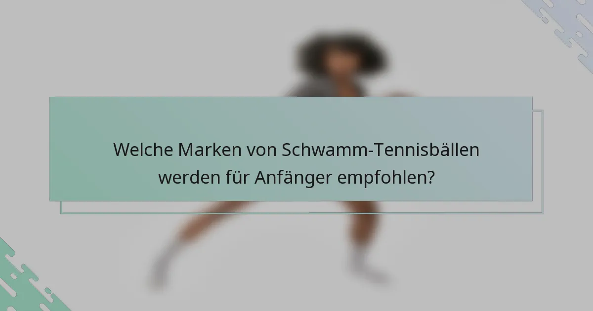 Welche Marken von Schwamm-Tennisbällen werden für Anfänger empfohlen?