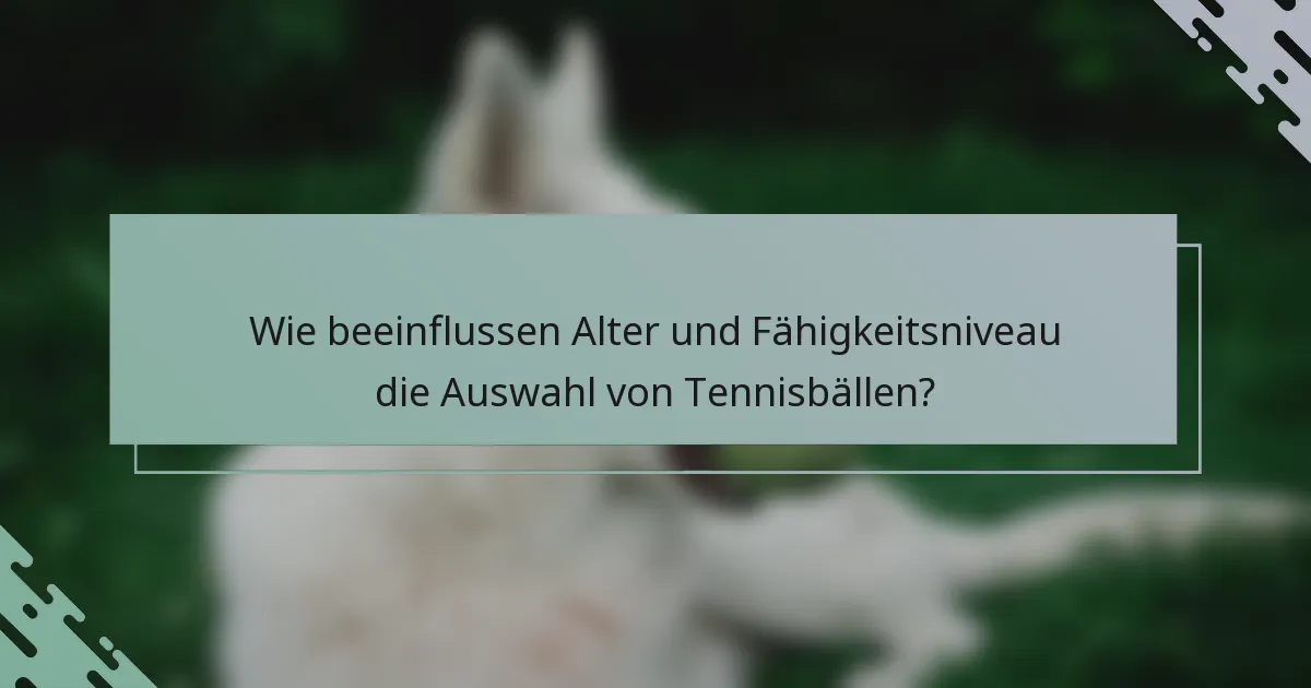 Wie beeinflussen Alter und Fähigkeitsniveau die Auswahl von Tennisbällen?