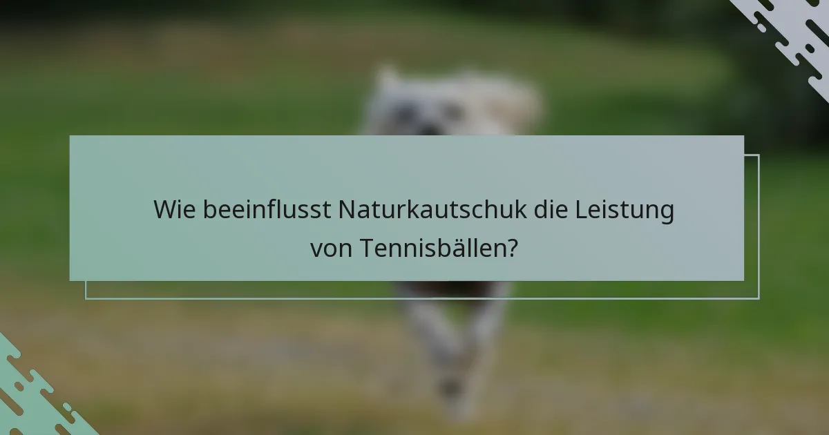 Wie beeinflusst Naturkautschuk die Leistung von Tennisbällen?
