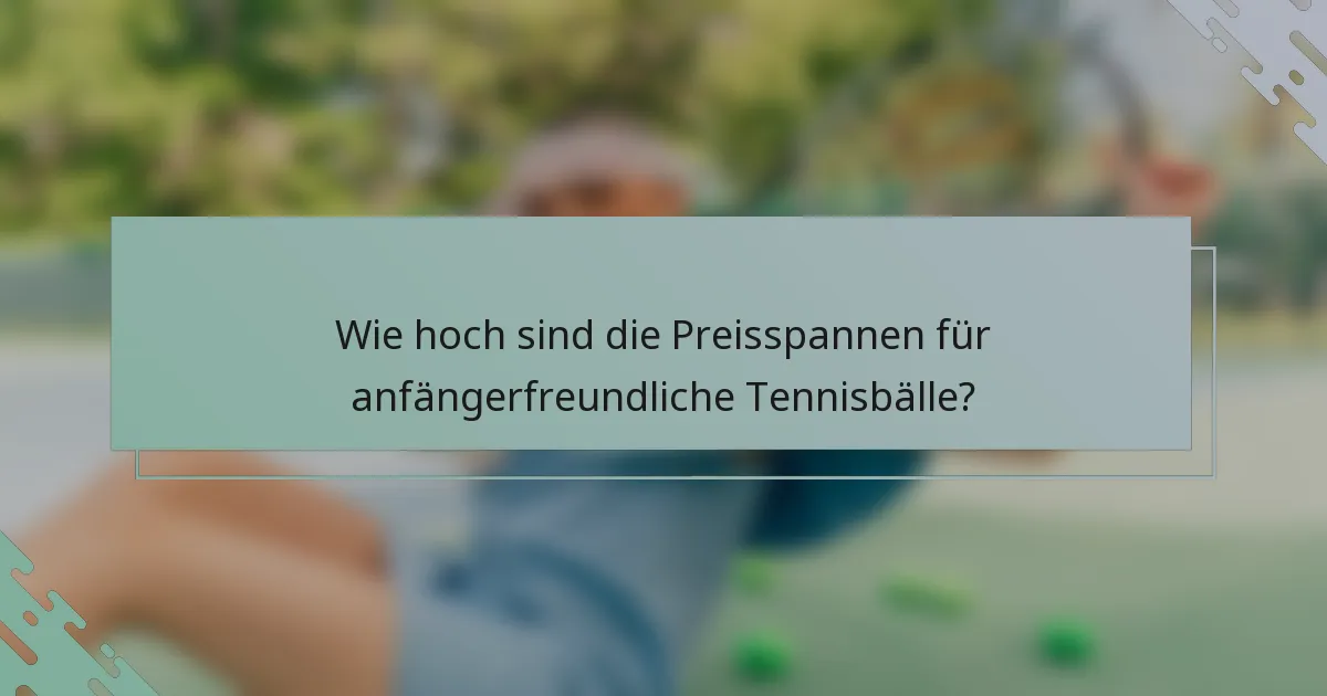 Wie hoch sind die Preisspannen für anfängerfreundliche Tennisbälle?