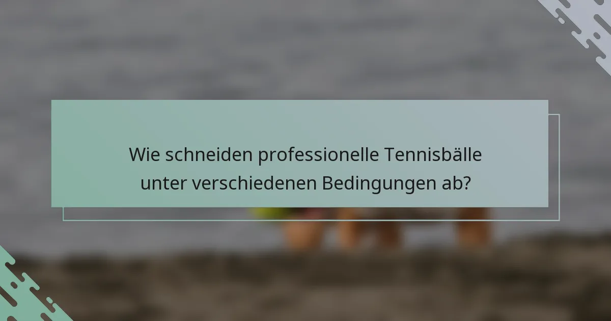 Wie schneiden professionelle Tennisbälle unter verschiedenen Bedingungen ab?