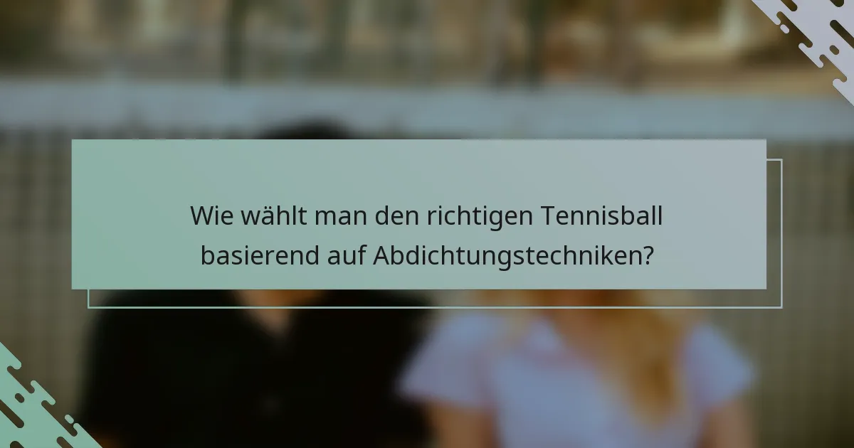 Wie wählt man den richtigen Tennisball basierend auf Abdichtungstechniken?